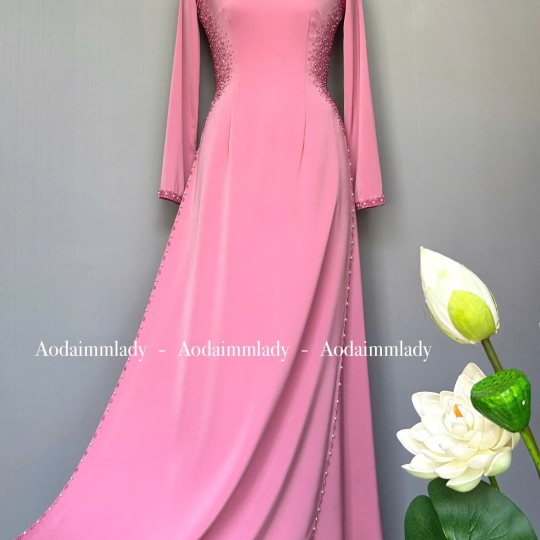 Áo dài Silk lụa đính kết thủ công cao cấp